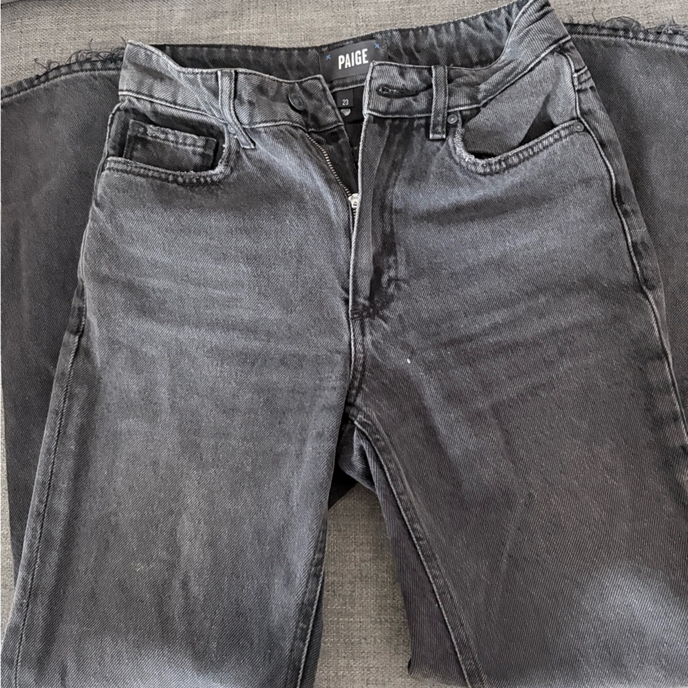 PAIGE Women's Gray Straight Leg Jeans